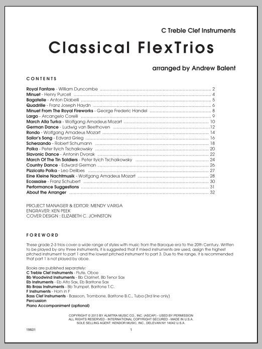 Classical FlexTrios - C Treble Clef Instruments - C Instruments (Performance Ensemble) von Balent