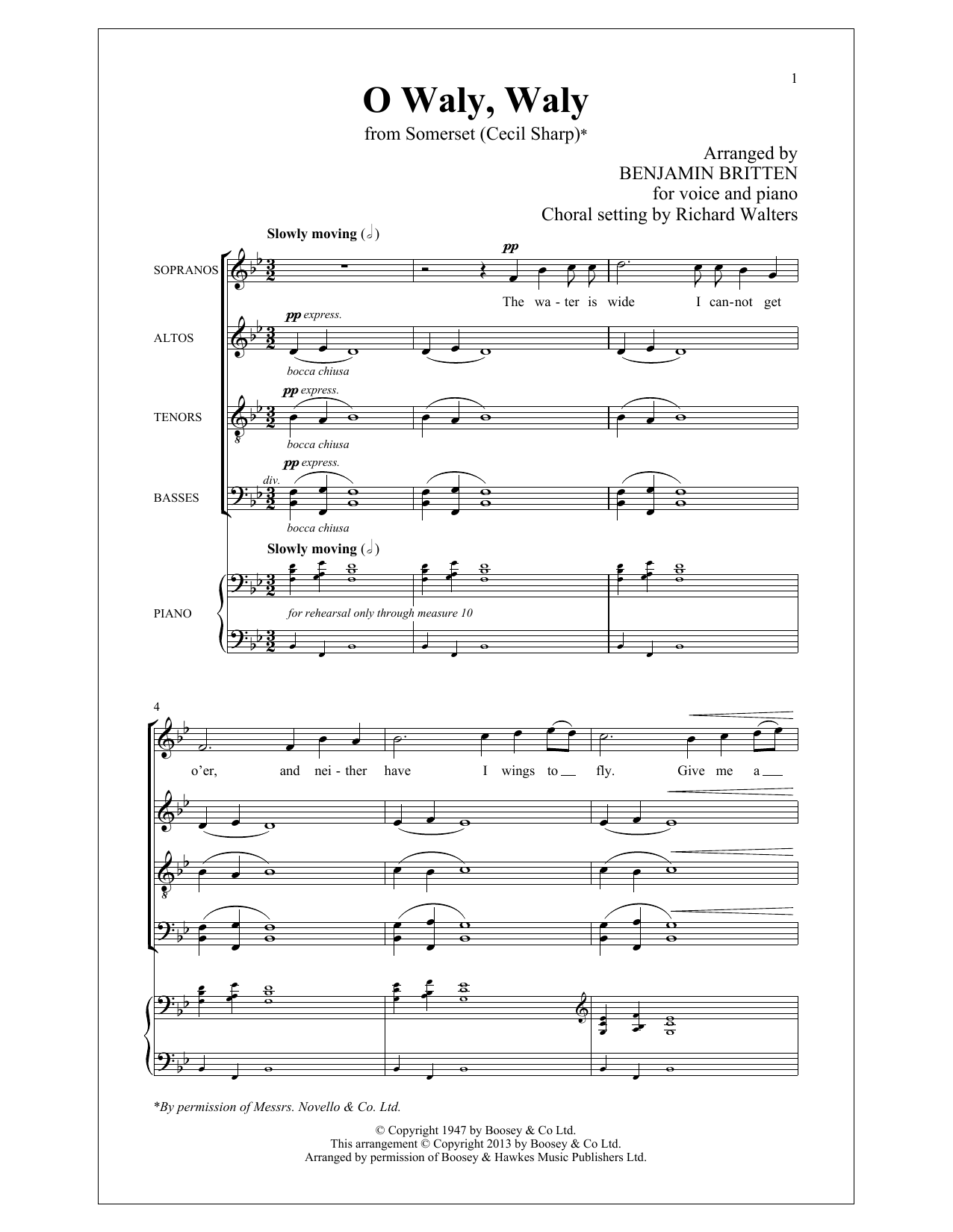 O Waly, Waly (SATB Choir) von Benjamin Britten