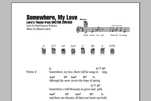 Somewhere, My Love (Ukulele Chords/Lyrics) von Maurice Jarre