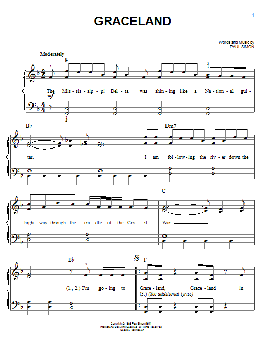 Graceland (Easy Piano) von Paul Simon