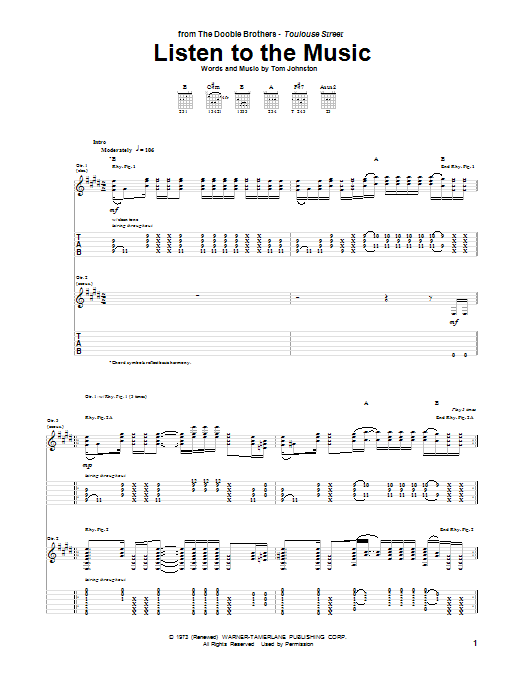 Listen To The Music (Guitar Tab) von The Doobie Brothers