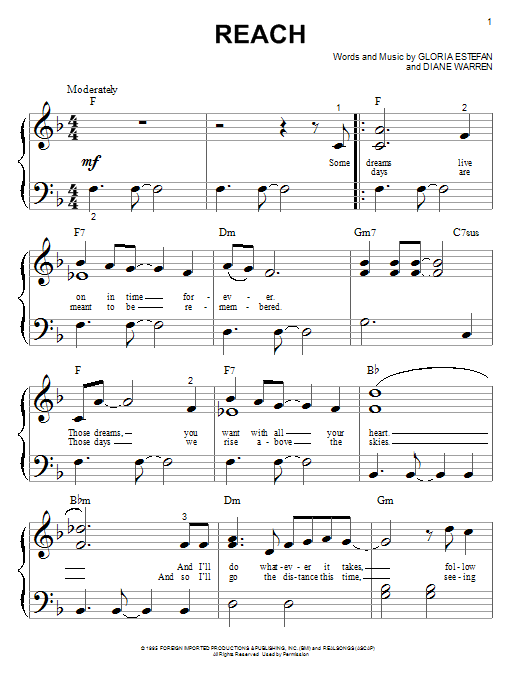 Reach (Big Note Piano) von Gloria Estefan