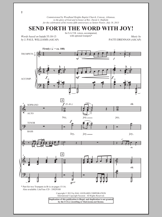 Send Forth The Word With Joy! (SATB Choir) von Patti Drennan