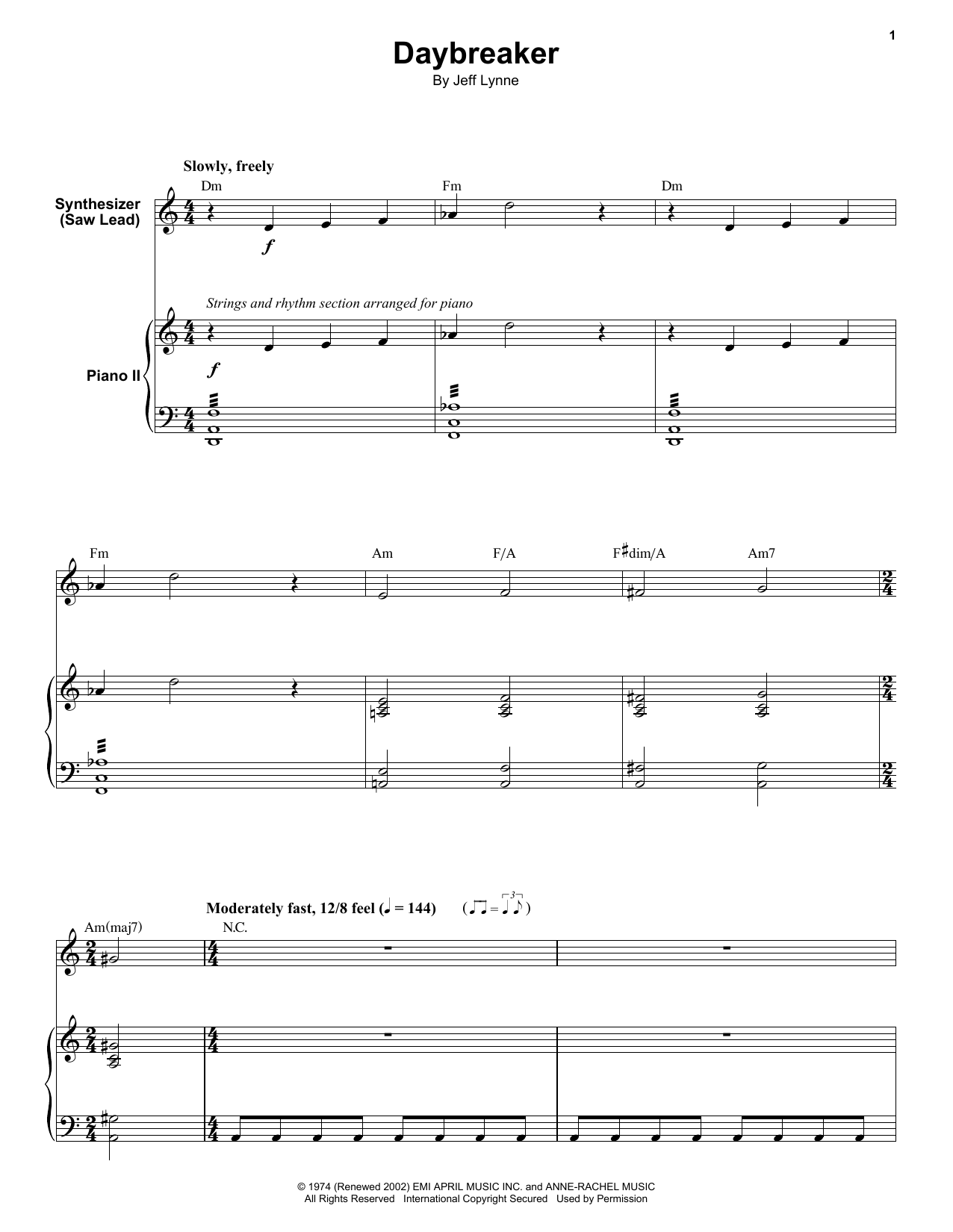 Daybreaker (Keyboard Transcription) von Electric Light Orchestra