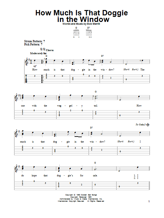 How Much Is That Doggie In The Window (Easy Guitar Tab) von Bob Merrill