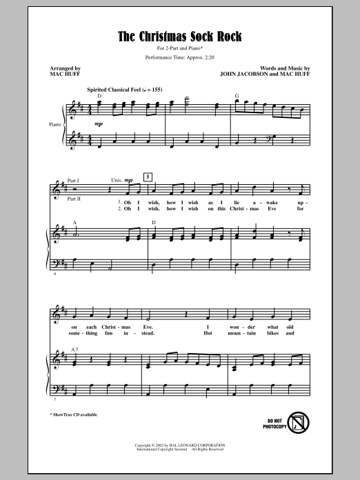 The Christmas Sock Rock (2-Part Choir) von Mac Huff