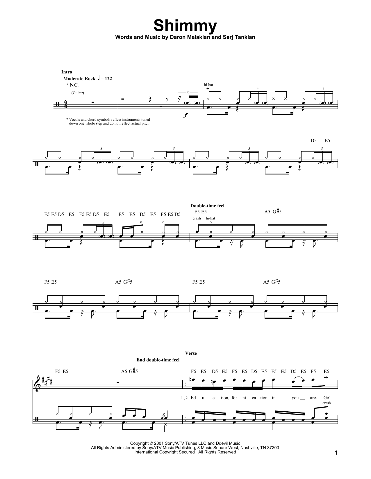 Shimmy (Drums Transcription) von System Of A Down