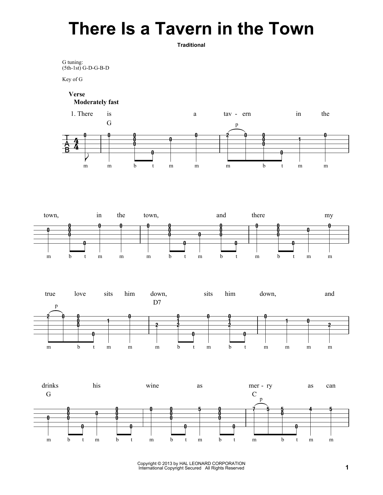 There Is A Tavern In The Town (Banjo Tab) von Michael Miles