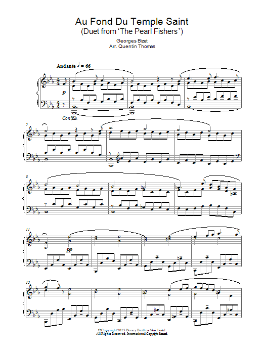 Au Fond Du Temple Saint (Piano Solo) von Georges Bizet