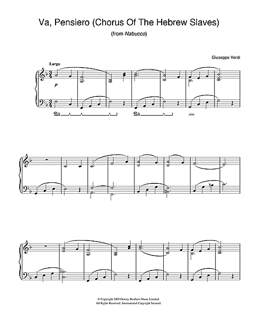 Va, Pensiero (Chorus Of The Hebrew Slaves) (from Nabucco) (Beginner Piano) von Giuseppe Verdi