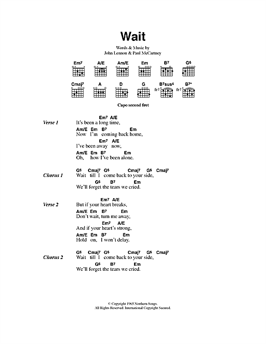Wait (Guitar Chords/Lyrics) von The Beatles