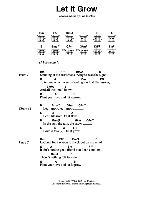 Let It Grow (Guitar Chords/Lyrics) von Eric Clapton