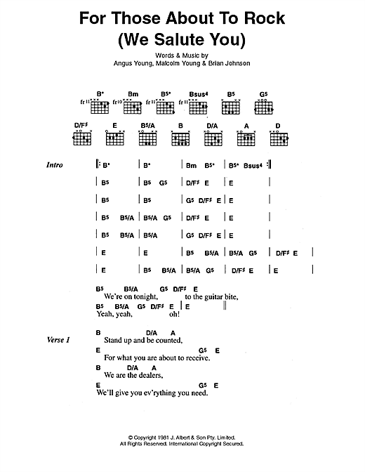 For Those About To Rock (We Salute You) (Guitar Chords/Lyrics) von AC/DC