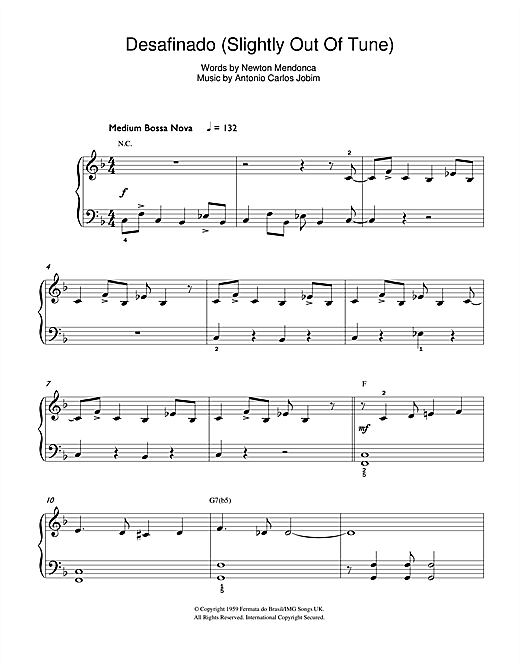 Desafinado (Slightly Out Of Tune) (Easy Piano) von Antonio Carlos Jobim