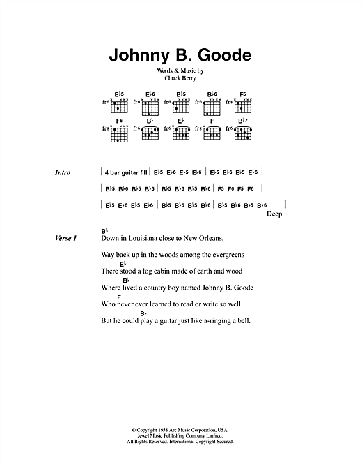 Johnny B. Goode (Guitar Chords/Lyrics) von Chuck Berry
