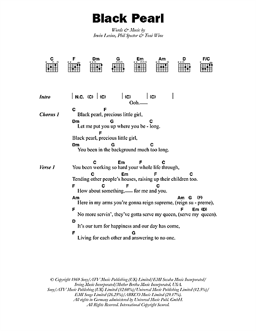 Black Pearl (Guitar Chords/Lyrics) von Horace Faith