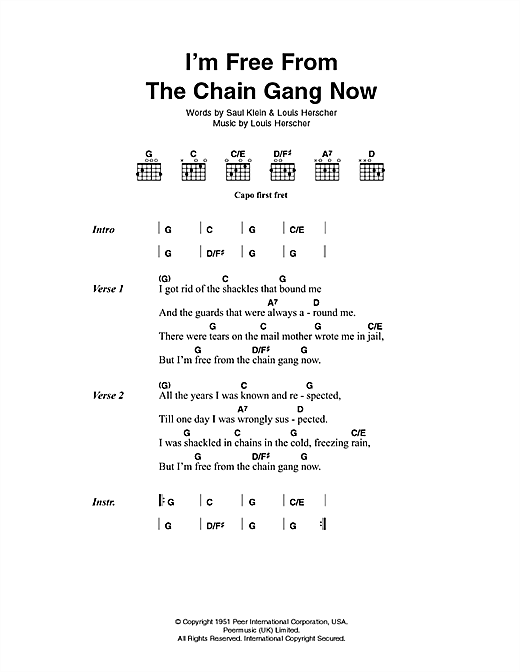 I'm Free From The Chain Gang Now (Guitar Chords/Lyrics) von Johnny Cash