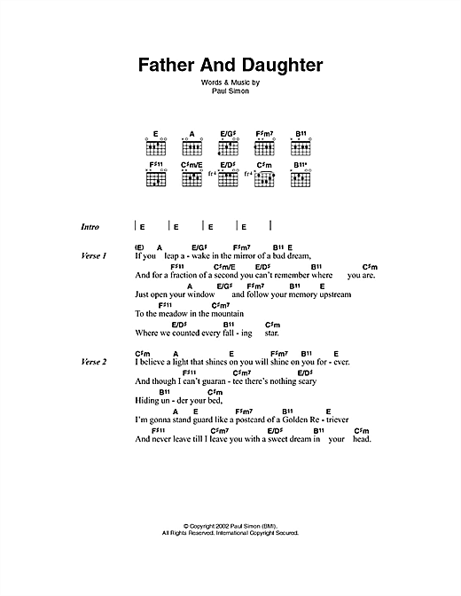 Father And Daughter (Guitar Chords/Lyrics) von Paul Simon