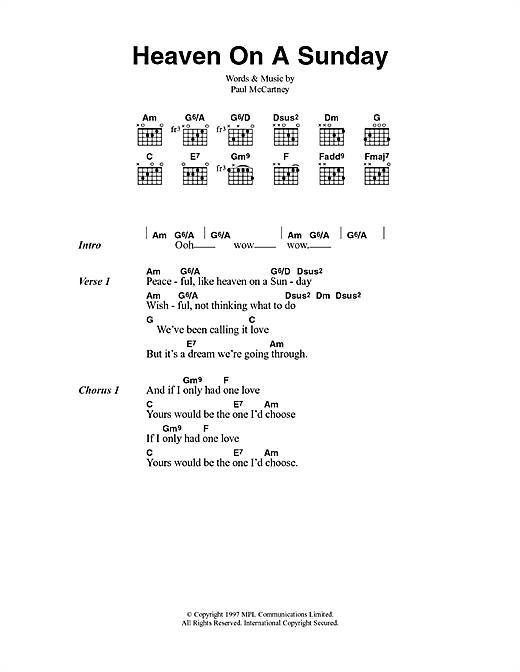Heaven On A Sunday (Guitar Chords/Lyrics) von Paul McCartney