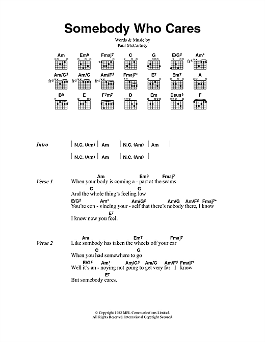 Somebody Who Cares (Guitar Chords/Lyrics) von Paul McCartney