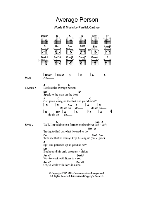 Average Person (Guitar Chords/Lyrics) von Paul McCartney