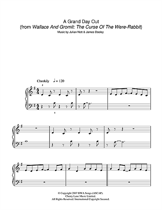 A Grand Day Out (from Wallace And Gromit: The Curse Of The Were-Rabbit) (5-Finger Piano) von Julian Nott