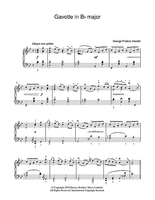 Gavotte In B Flat (Easy Piano) von George Frideric Handel