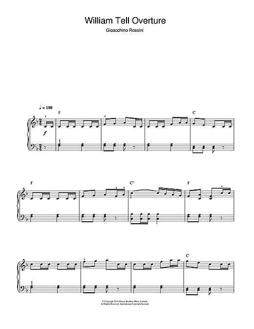 William Tell Overture (Finale) (Beginner Piano) von Gioachino Rossini