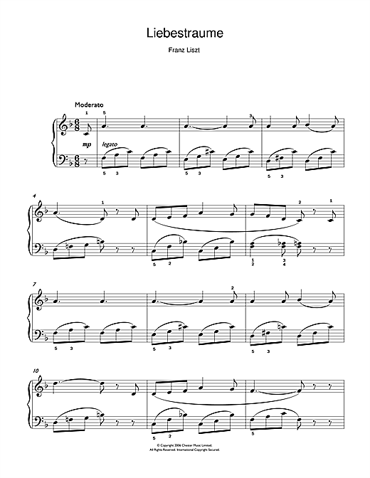 Liebestraume: Notturno No.3 In A Flat: O Lieb, So Lang Du Lieben (Easy Piano) von Franz Liszt