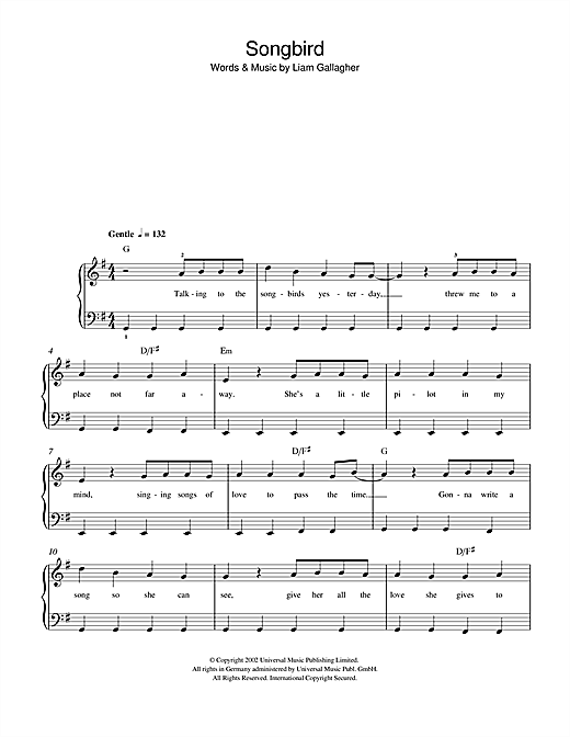 Songbird (Beginner Piano) von Oasis