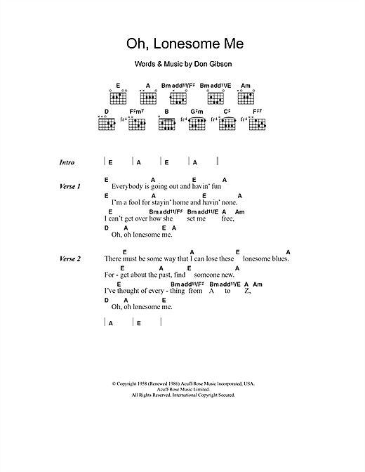 Oh, Lonesome Me (Guitar Chords/Lyrics) von Neil Young
