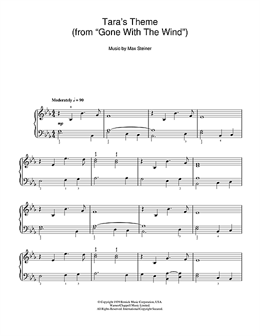 Tara Theme (from 'Gone With The Wind') (Easy Piano) von Max Steiner