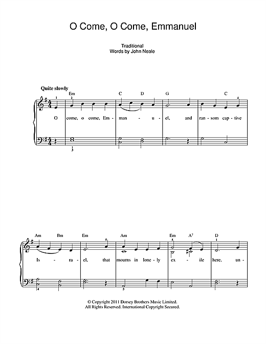 O Come, O Come, Emmanuel (Beginner Piano) von Christmas Carol