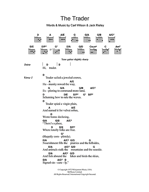 The Trader (Guitar Chords/Lyrics) von The Beach Boys