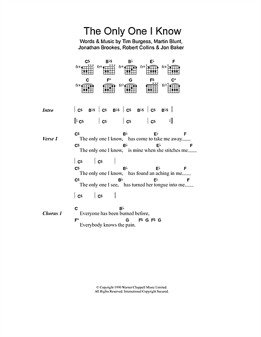 The Only One I Know (Guitar Chords/Lyrics) von The Charlatans