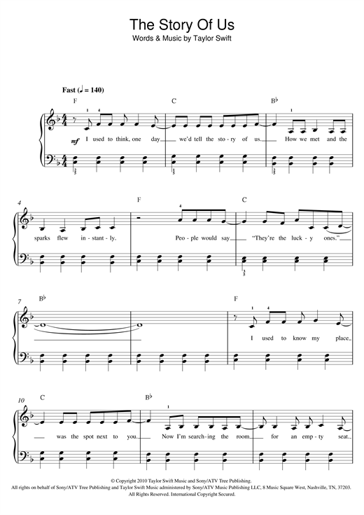 The Story Of Us (Beginner Piano) von Taylor Swift