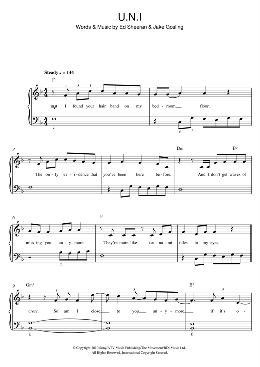 U.N.I (Beginner Piano) von Ed Sheeran
