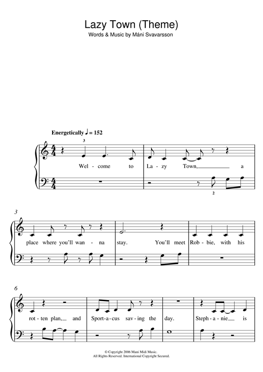 Lazy Town (Theme) (5-Finger Piano) von Mni Svavarsson