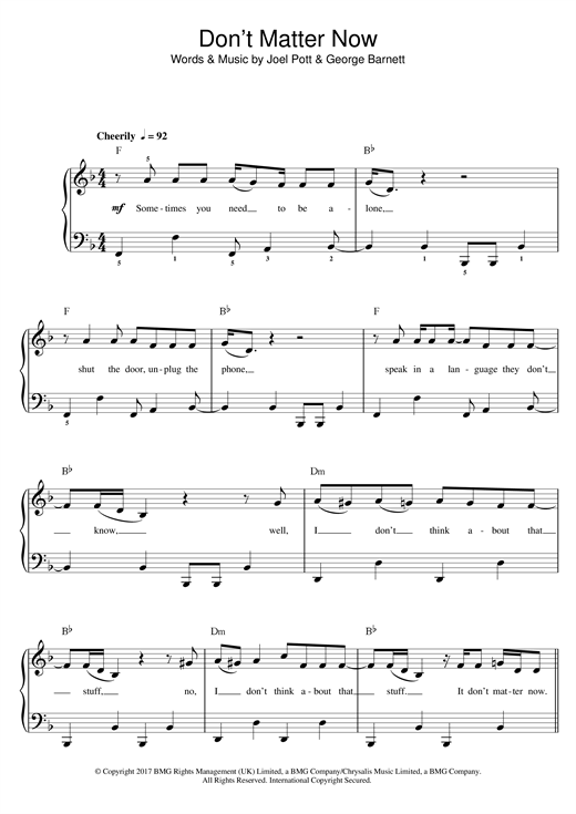 Don't Matter Now (Beginner Piano) von George Ezra