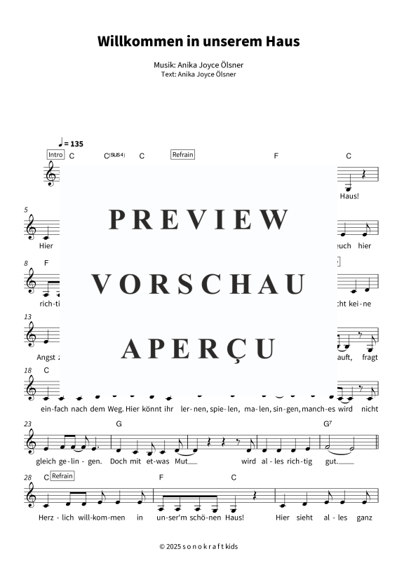 gallery: Willkommen in unserem Haus, Sonnenschein, Steffi, (Gesang & Akkorde - Leadsheet)