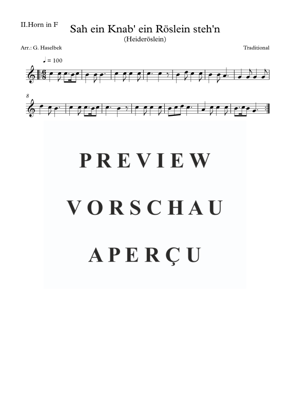 gallery: Sah ein Knab´ ein Röslein steh´n - Heideröslein, , (Blechbläserquartett)