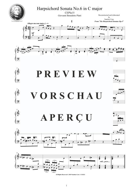 Produktgalerie: Seite 2 von 9 Cembalo Sonate Nr. 6 in C-Dur Op.4, , Cembalo/Klavier Solo