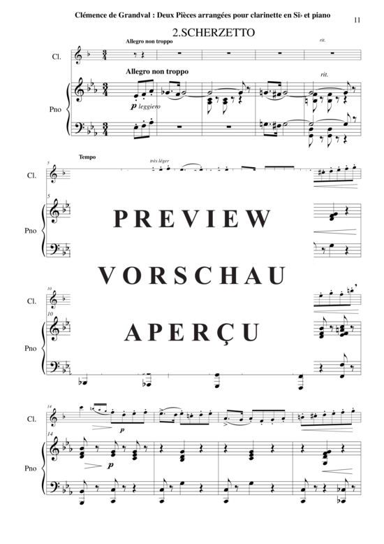 Product gallery: Page 12 of 21 Deux Pièces : Lamento et Scherzetto , , (clarinet in Bb + piano)