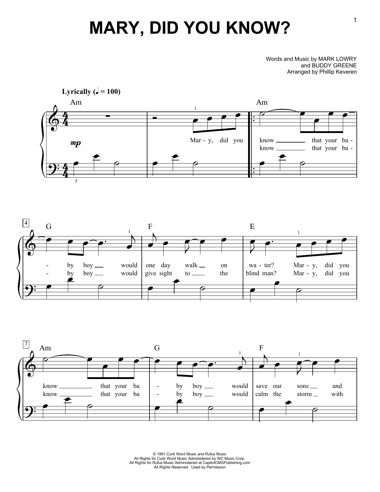 Produktgalerie: Seite 1 von 1 Mary, Did You Know? (arr. Phillip Keveren), Mark Lowry, Klavier