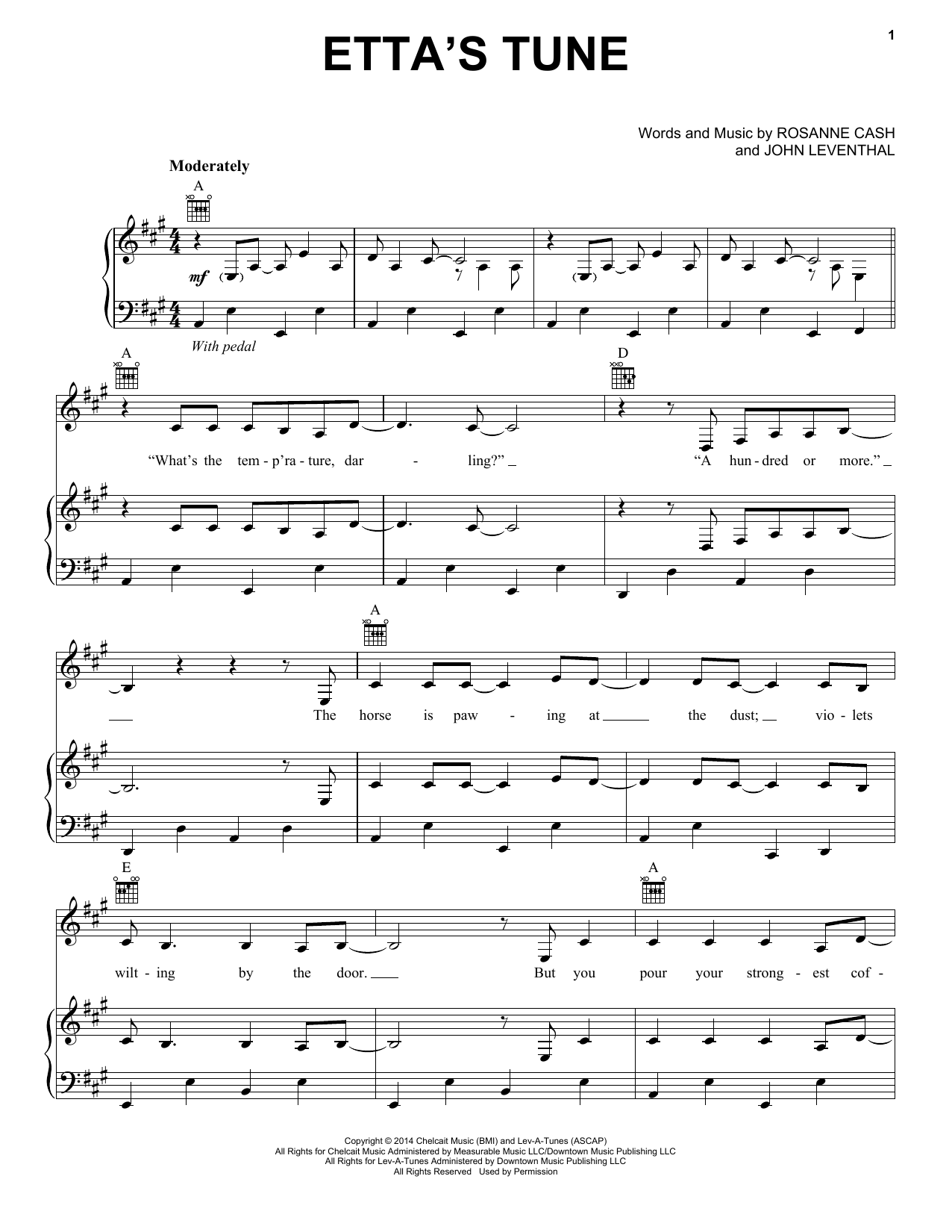 Produktgalerie: Seite 1 von 1 Etta's Tune, Rosanne Cash, Gesang, Gitarre, Klavier