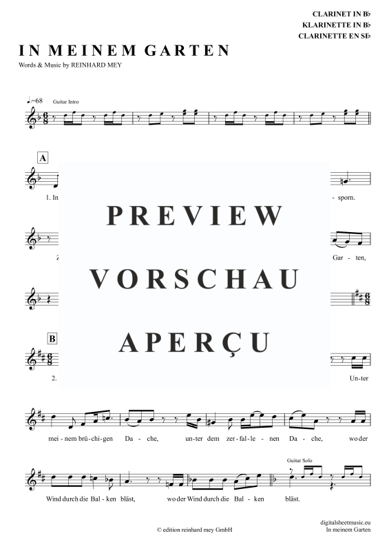 Product gallery: Page 2 of 5 In Meinem Garten, Mey, Reinhard, Klarinette in B