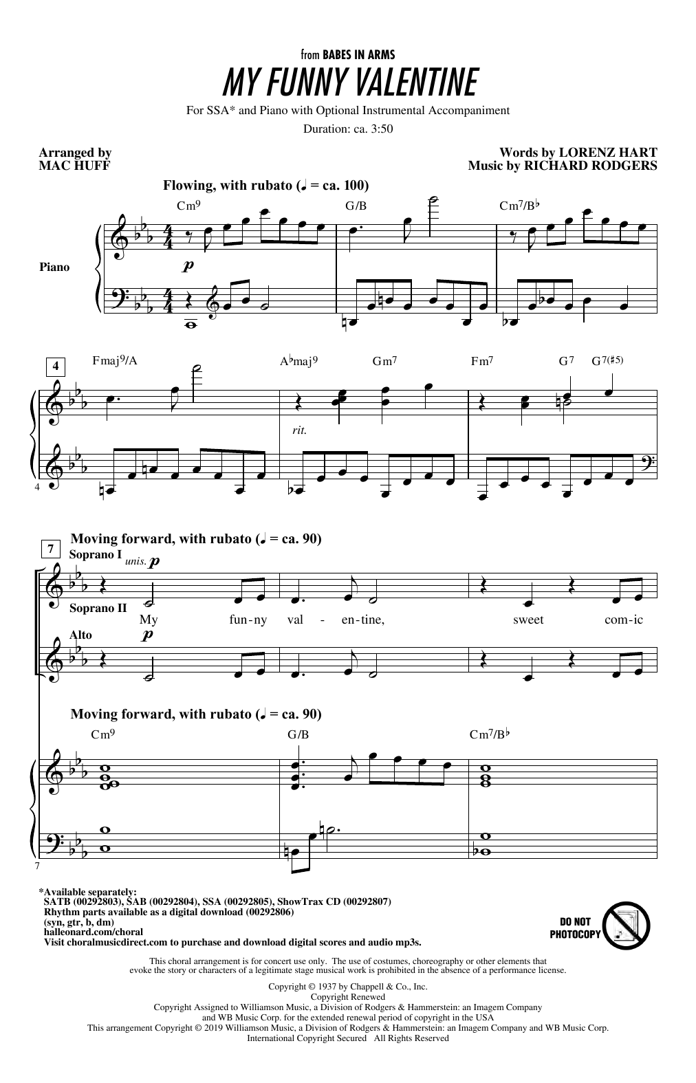 Product gallery: Page 1 of 1 My Funny Valentine (arr. Mac Huff), Rodgers & Hart