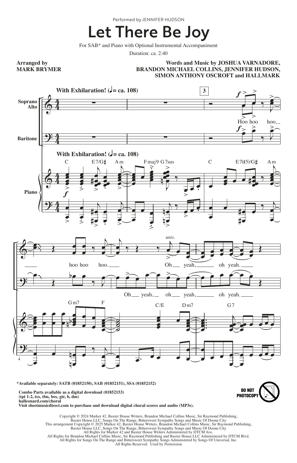 Produktgalerie: Seite 1 von 1 Let There Be Joy (arr. Mark Brymer), Jennifer Hudson, Chor