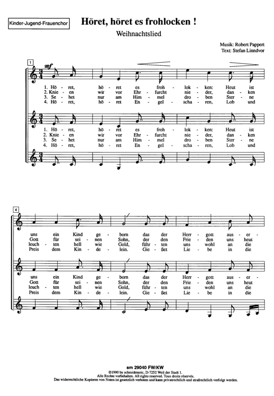 Höret, höret es frohlocken (Frauenchor