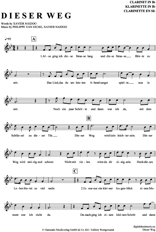 Product gallery: Page 1 of 4 Dieser Weg , Adoro, Clarinet in B-flat